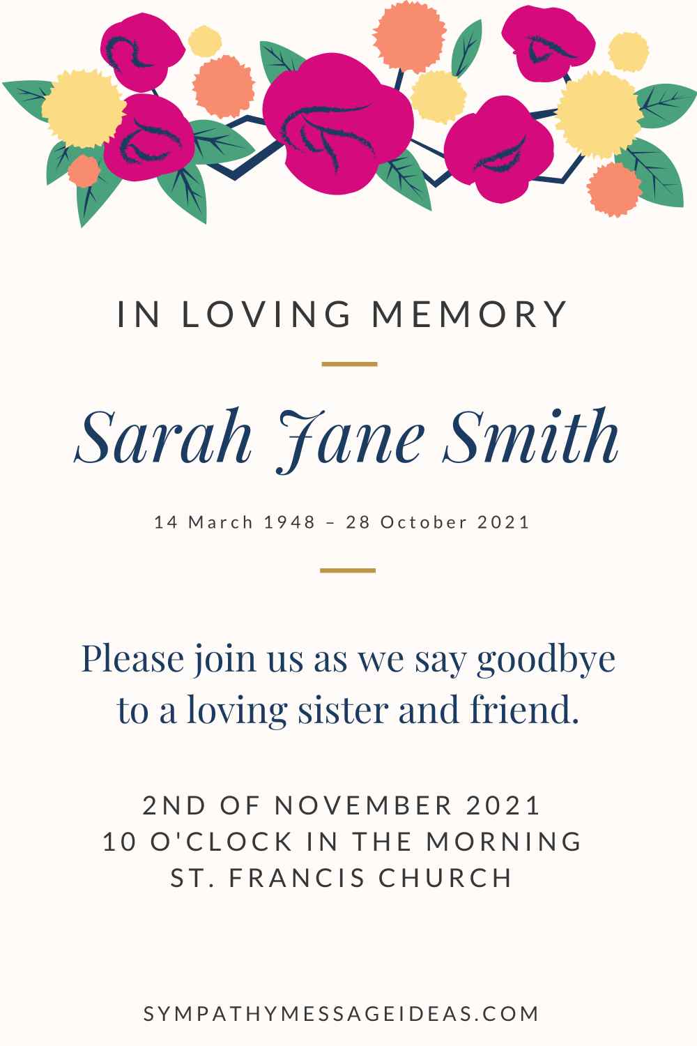 17 Funeral Invitation Wording Examples - Sympathy Card Messages