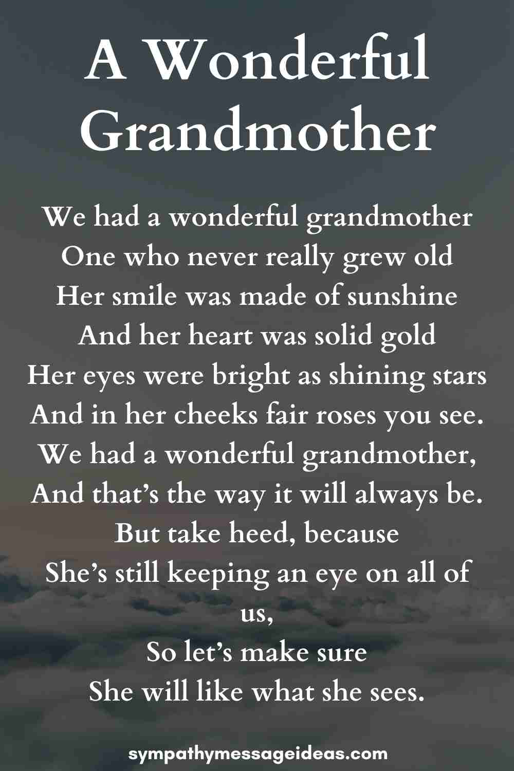 27 Moving Funeral Poems for a Grandmother - Sympathy Card Messages