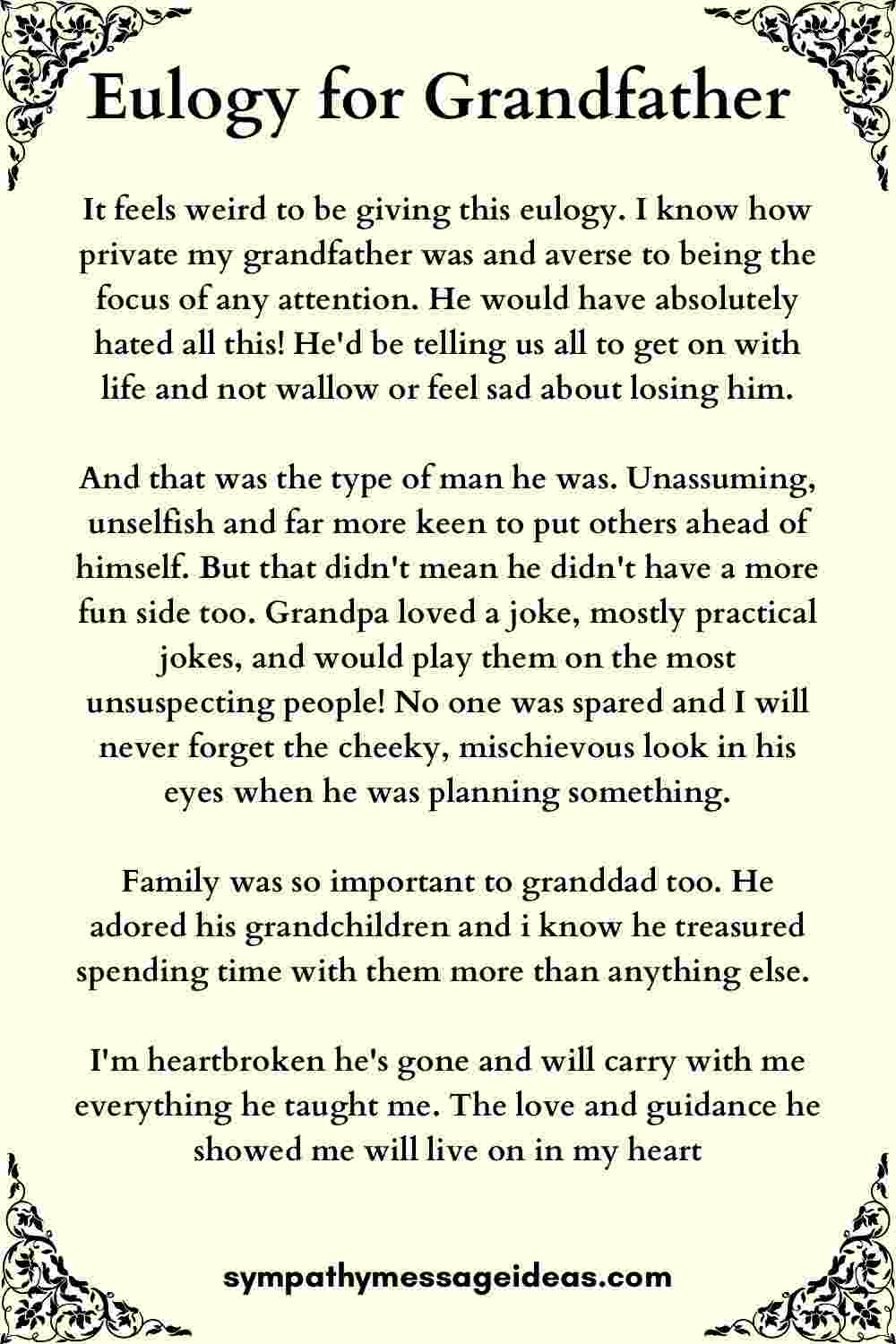 example of funeral speech for grandfather