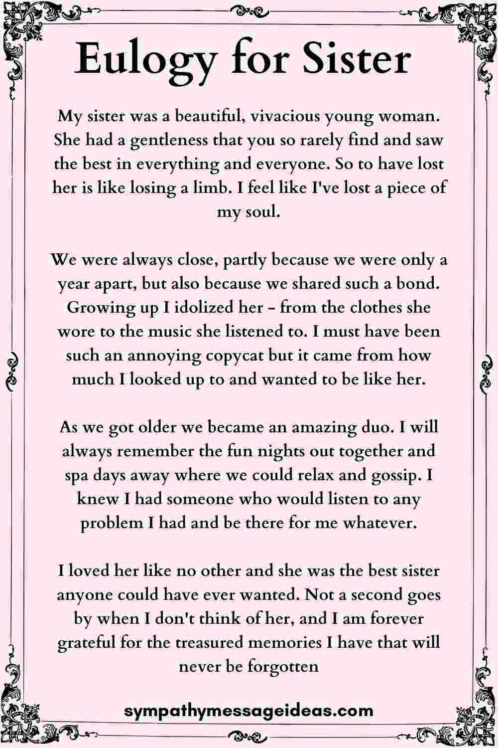 speech for a sisters funeral