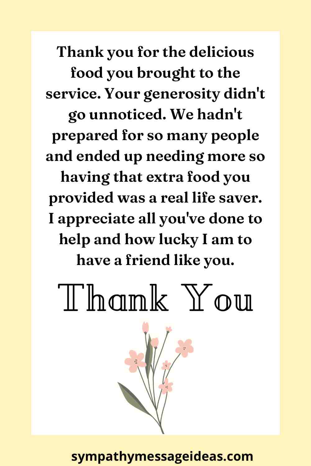 thank you note for funeral food