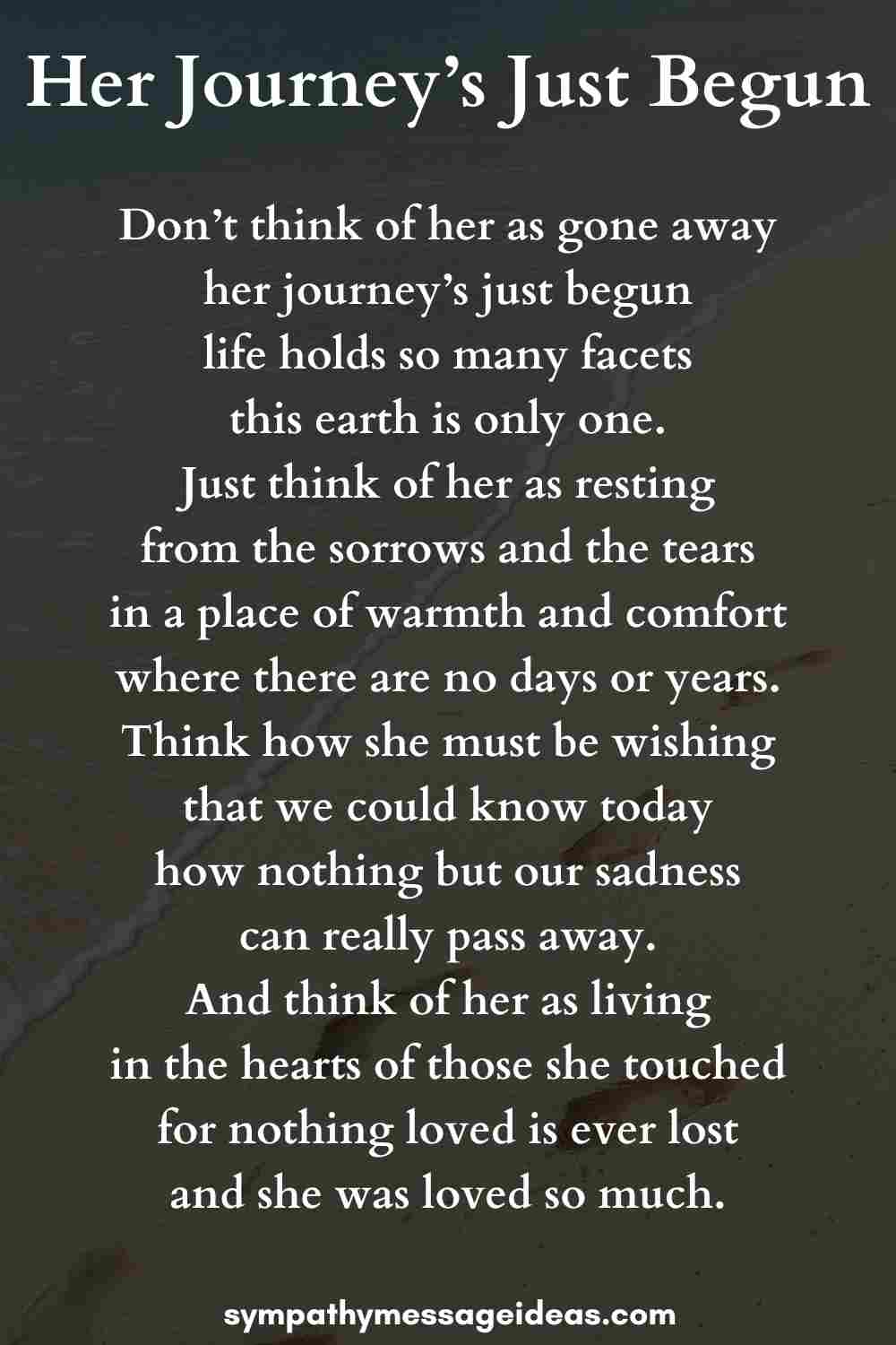 her journeys just begun funeral poem