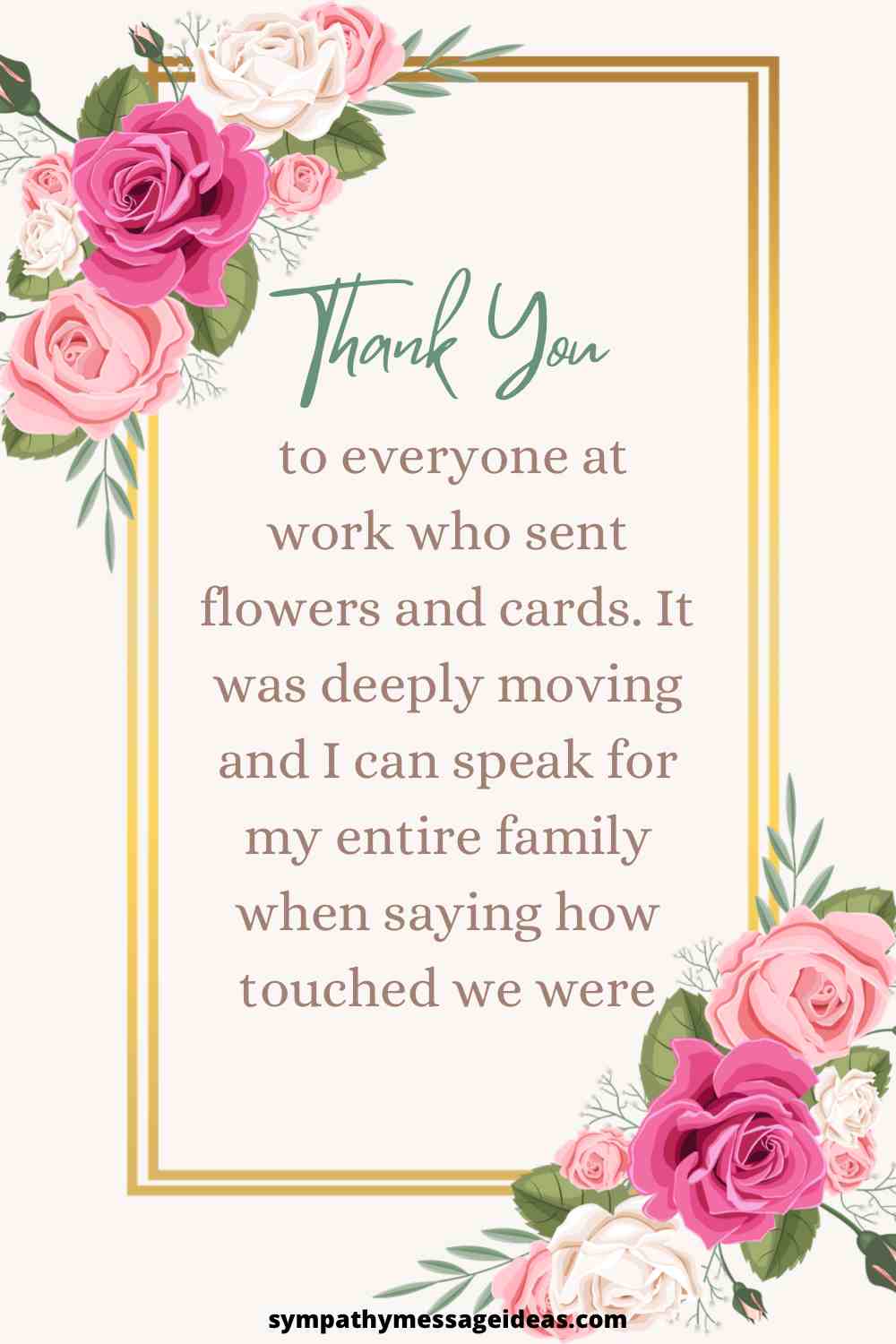sympathy thank you note to a group of coworkers