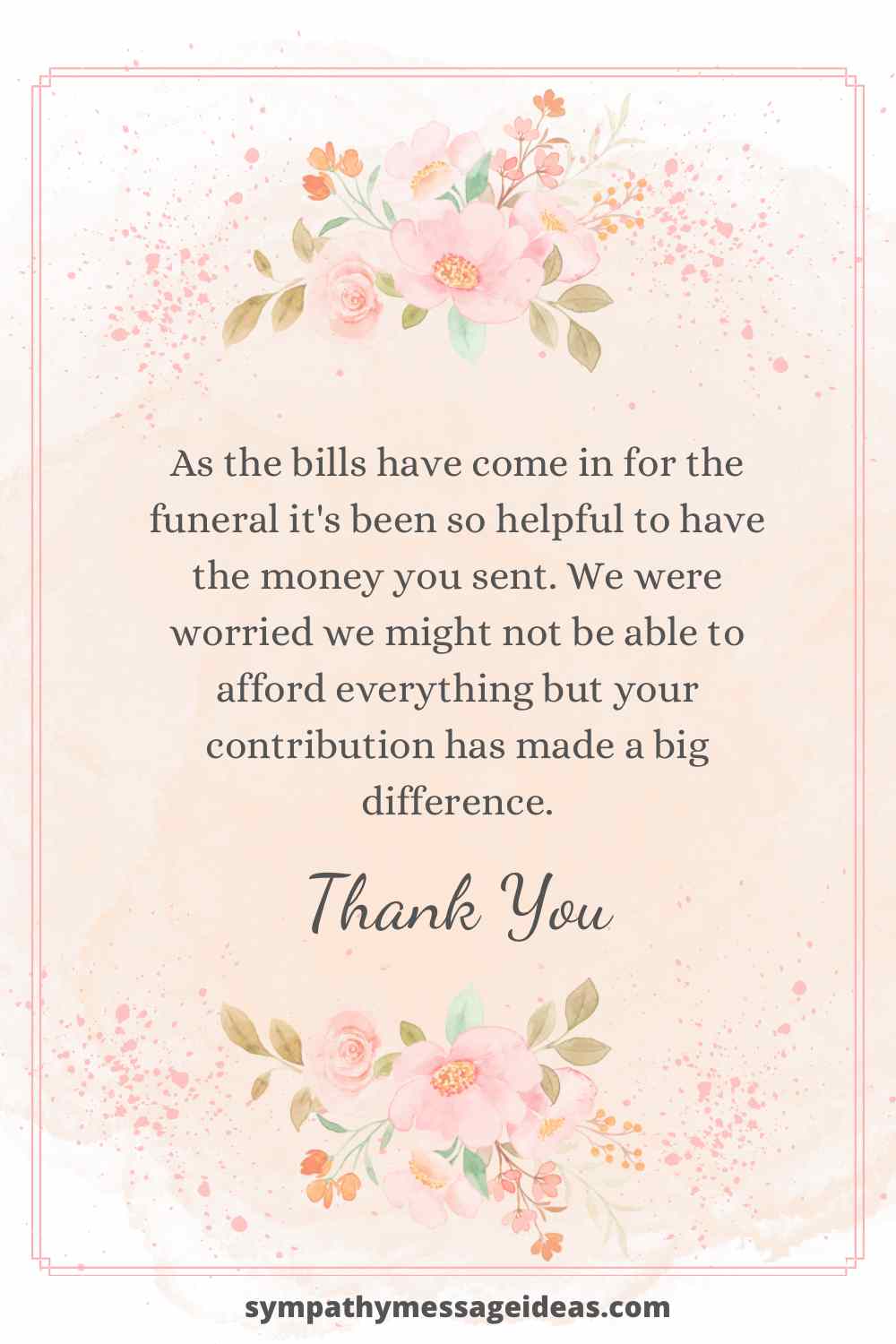 thank you for funeral money note