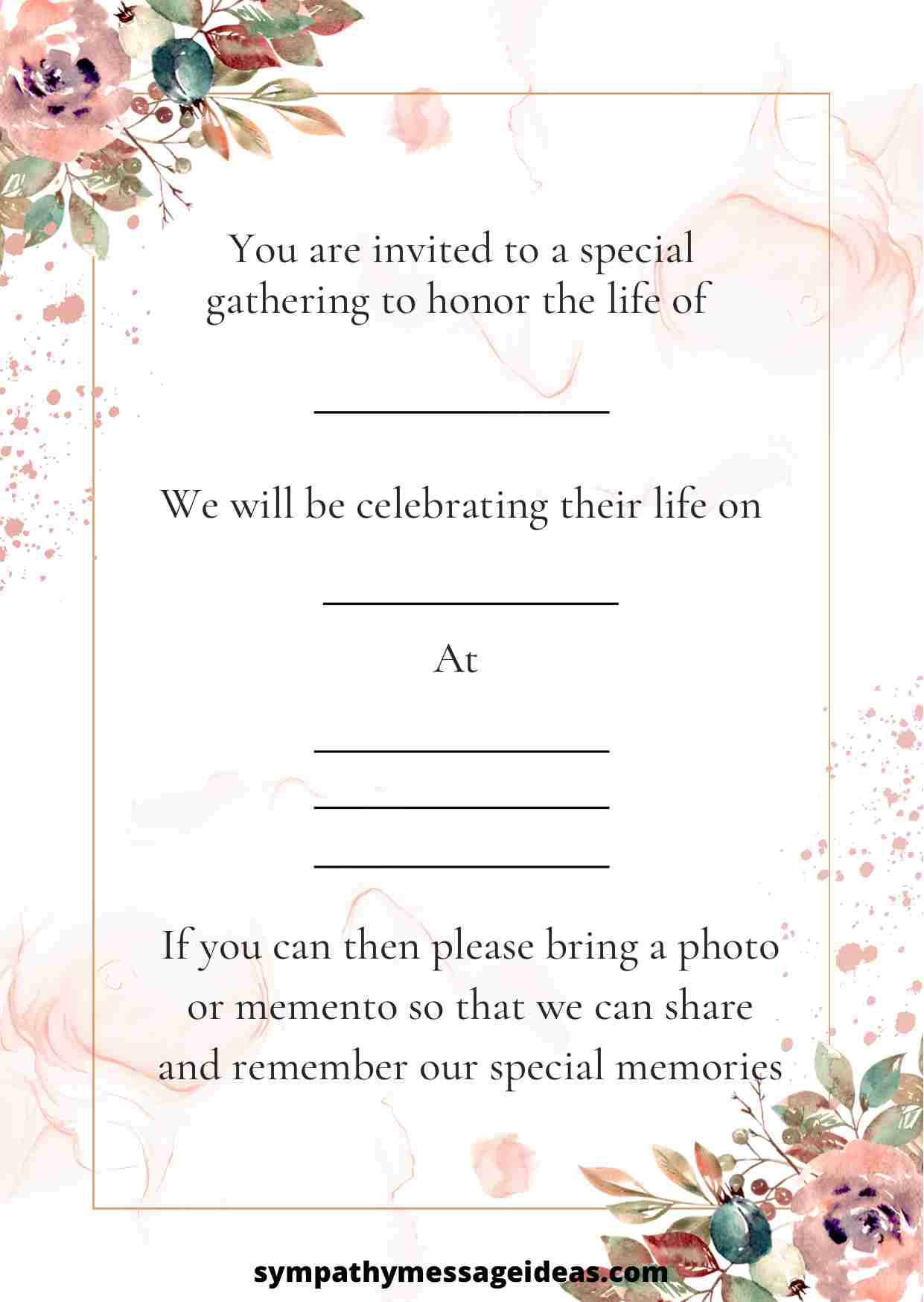 celebration of life invitation example
