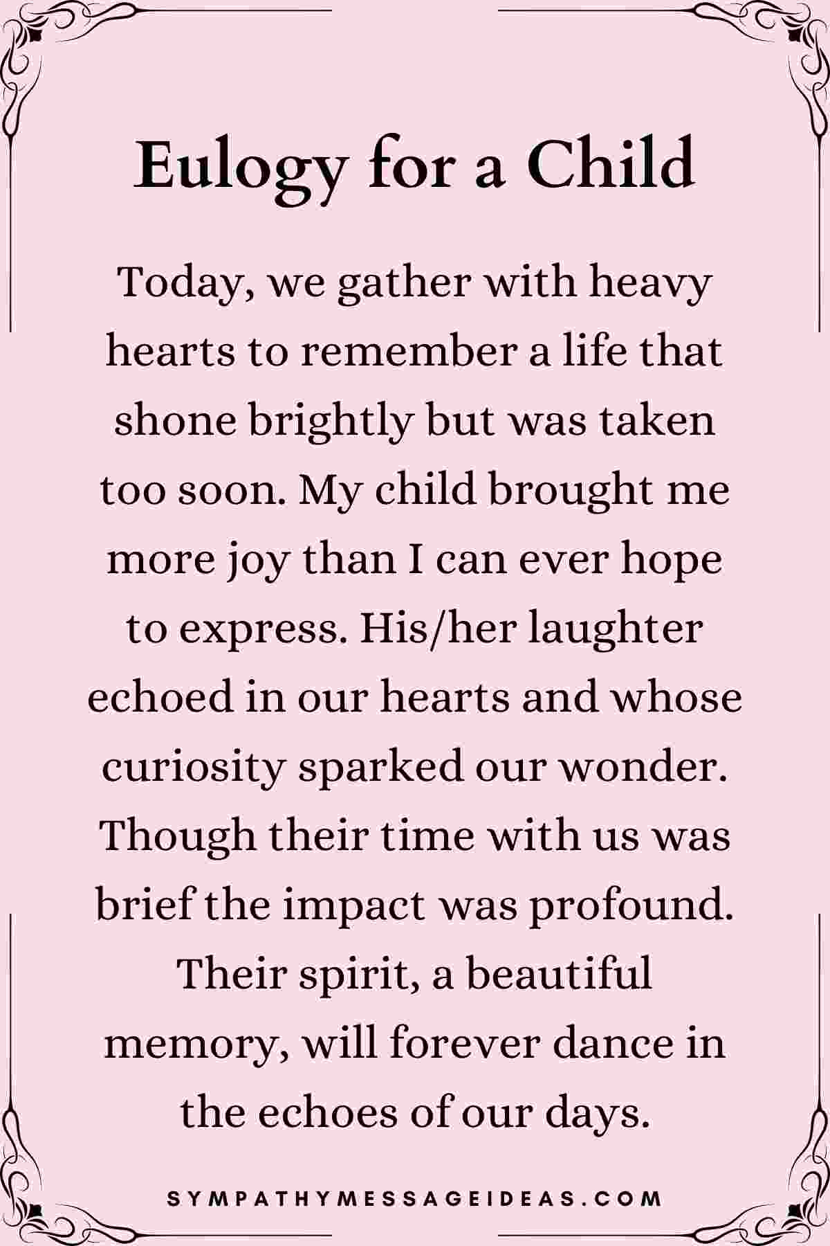 short example eulogy for child