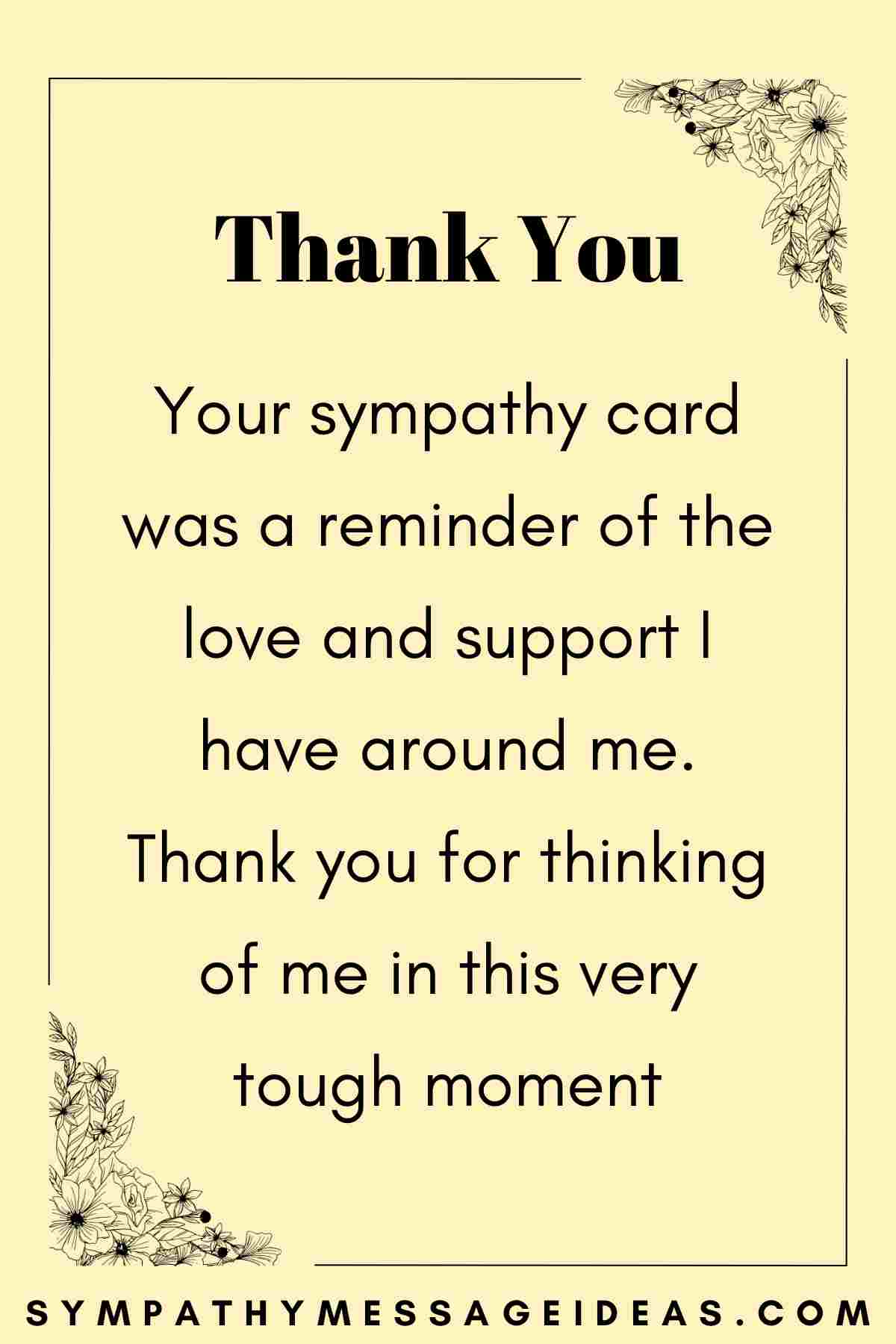 thank you note for a sympathy card